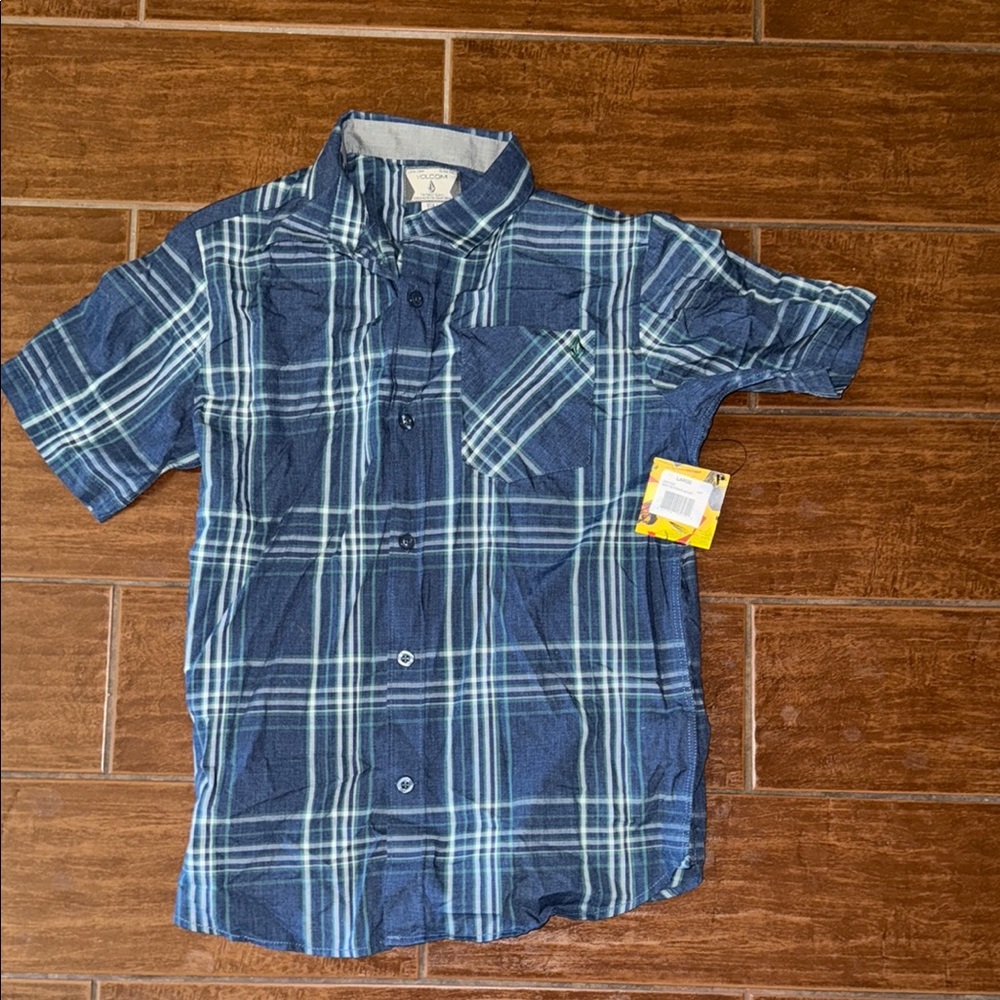 Volcom Blue and Green Checkered Shirt